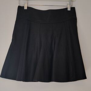 Elegant Black Faux Leather Women's Circle Skirt